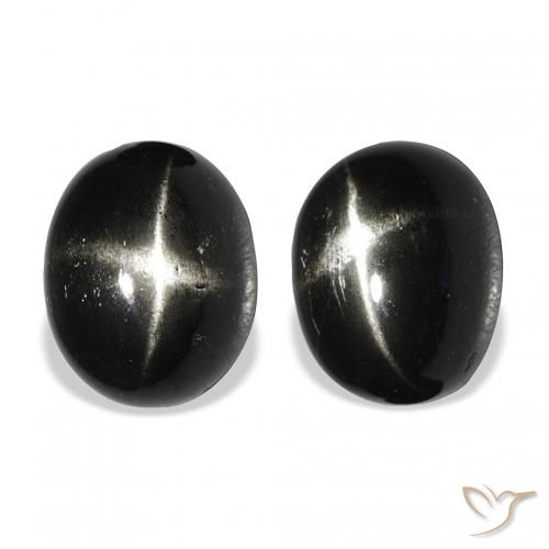 Gemas de Diópsido Estrella Negro natural de 9.43 ct, Ovalada, Opaco