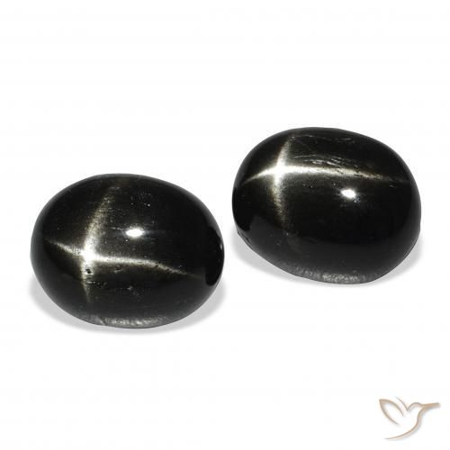 Gemas de Diópsido Estrella Negro natural de 9.43 ct, Ovalada, Opaco