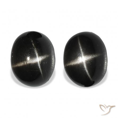 12.31ctw Natural Negro Diópsido Estrella, Ovalada, Opaco