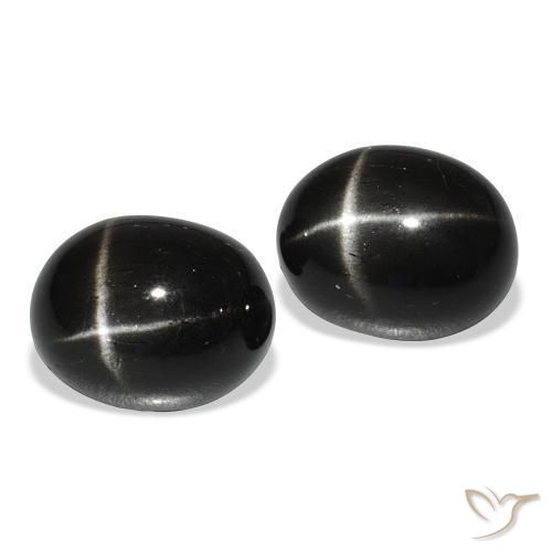 Gemas de Diópsido Estrella Negro natural de 12.31 ct, Ovalada, Opaco