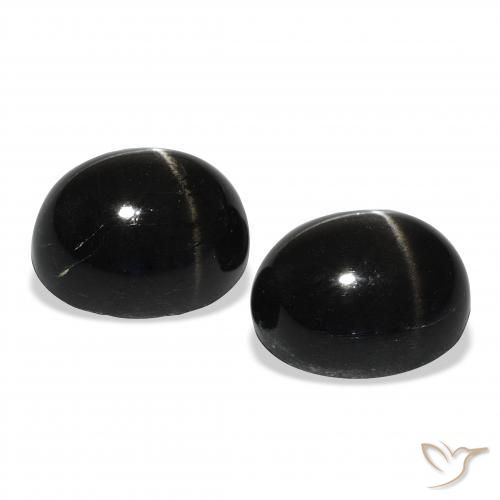 Gemas de Diópsido Estrella Negro natural de 12.31 ct, Ovalada, Opaco