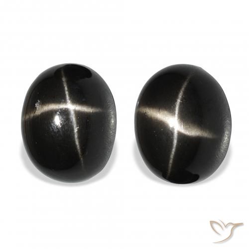 13.46ctw Natural Negro Diópsido Estrella, Ovalada, Opaco