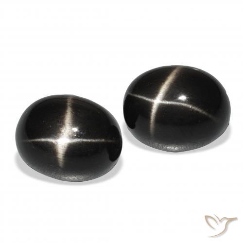 Gemas de Diópsido Estrella Negro natural de 13.46 ct, Ovalada, Opaco