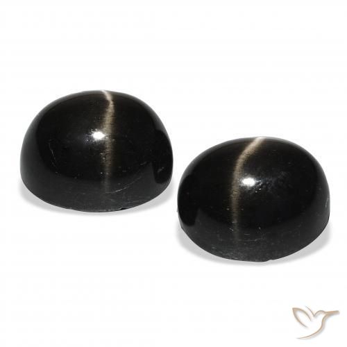 Gemas de Diópsido Estrella Negro natural de 13.46 ct, Ovalada, Opaco