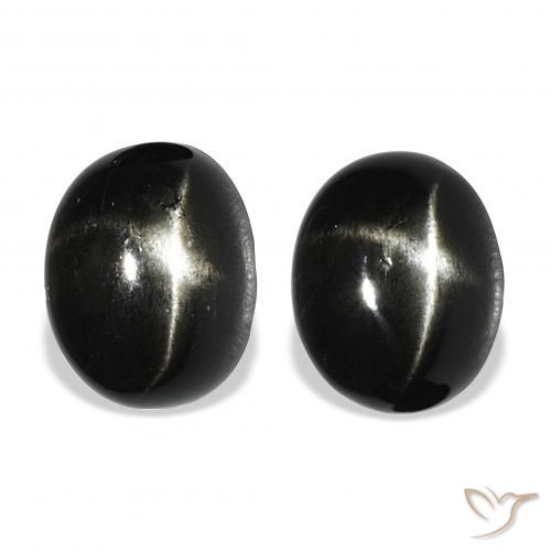 8.87ctw Natural Negro Diópsido Estrella, Ovalada, Opaco