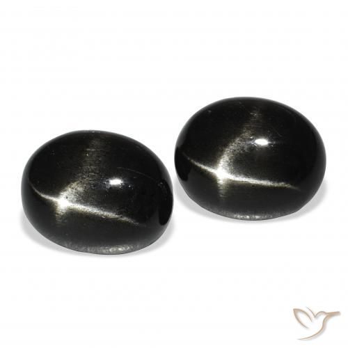 Gemas de Diópsido Estrella Negro natural de 8.87 ct, Ovalada, Opaco