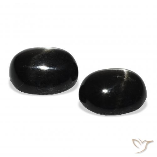 Gemas de Diópsido Estrella Negro natural de 8.87 ct, Ovalada, Opaco