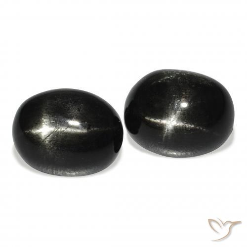 Gemas de Diópsido Estrella Negro natural de 9.92 ct, Ovalada, Opaco