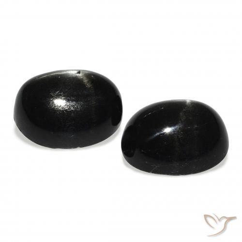Gemas de Diópsido Estrella Negro natural de 9.92 ct, Ovalada, Opaco