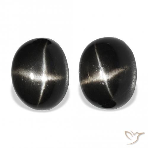 11.38ctw Natural Negro Diópsido Estrella, Ovalada, Opaco