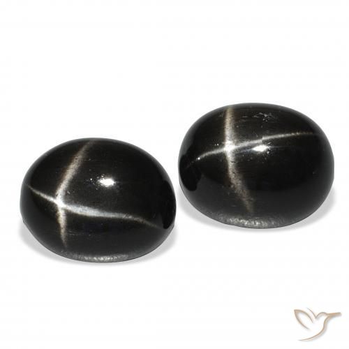 Gemas de Diópsido Estrella Negro natural de 11.38 ct, Ovalada, Opaco