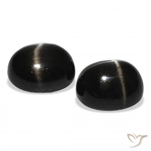 Gemas de Diópsido Estrella Negro natural de 11.38 ct, Ovalada, Opaco