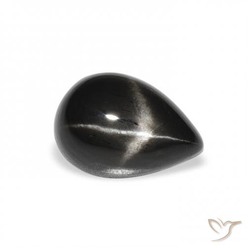 Diópsido Estrella Negro natural de 2.37 ct, En forma de pera, Opaco