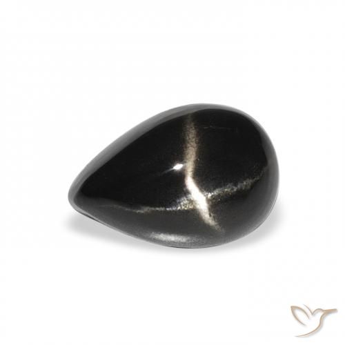 2.63ct Natural Negro Diópsido Estrella, En forma de pera, Opaco