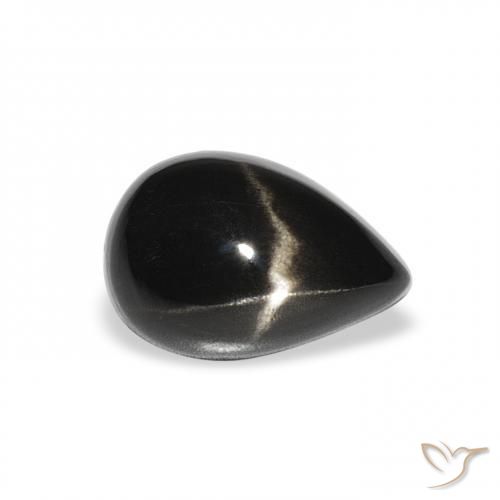 Diópsido Estrella Negro natural de 2.63 ct, En forma de pera, Opaco