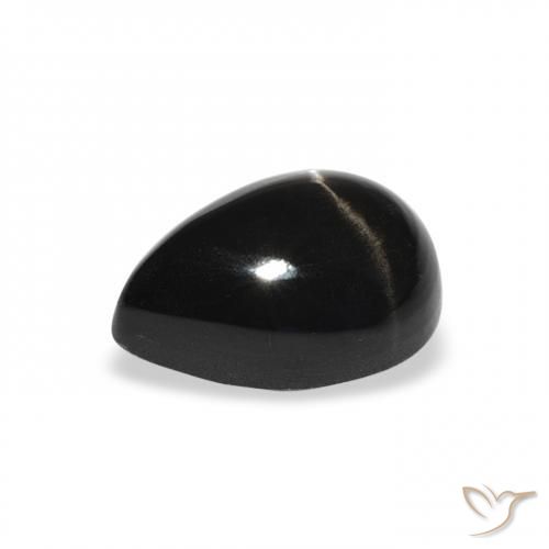 Diópsido Estrella Negro natural de 2.63 ct, En forma de pera, Opaco