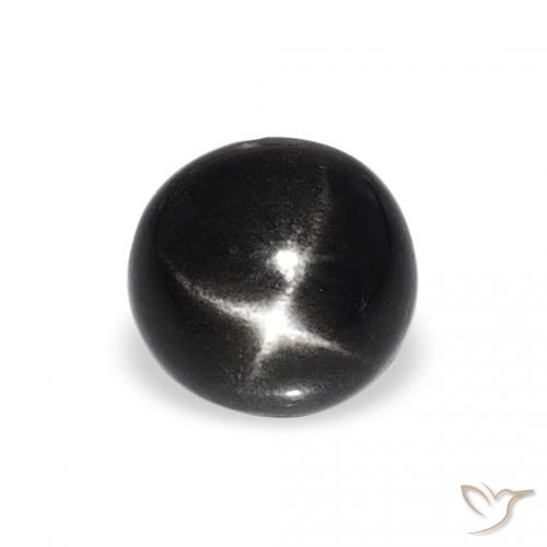 1.54ct Natural Negro Diópsido Estrella, Redondo, Opaco