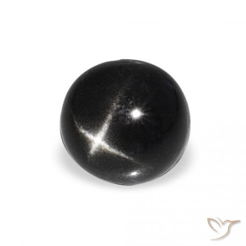 Diópsido Estrella Negro natural de 1.54 ct, Redondo, Opaco