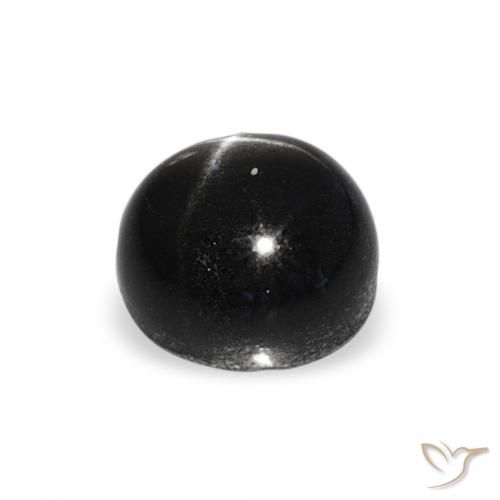 Diópsido Estrella Negro natural de 1.54 ct, Redondo, Opaco