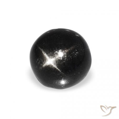 Diópsido Estrella Negro natural de 1.27 ct, Redondo, Opaco