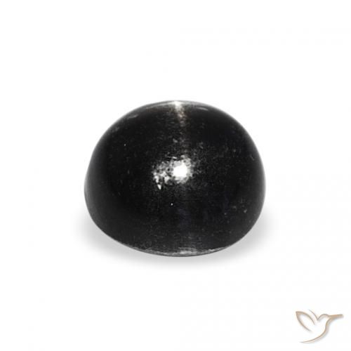 Diópsido Estrella Negro natural de 1.27 ct, Redondo, Opaco
