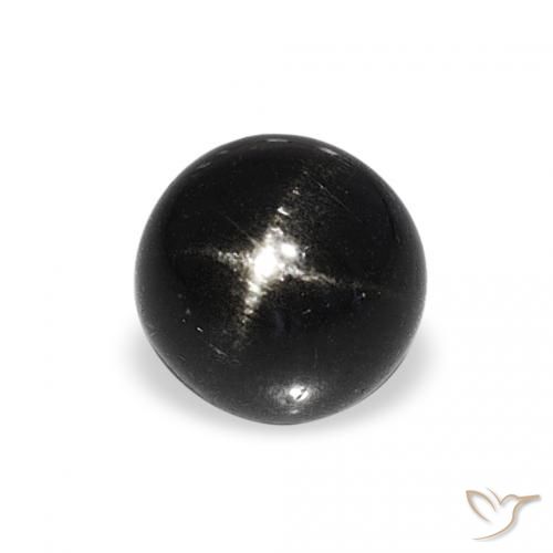 1.66ct Natural Negro Diópsido Estrella, Redondo, Opaco