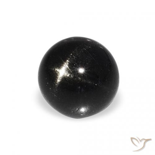 Diópsido Estrella Negro natural de 1.66 ct, Redondo, Opaco