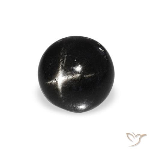 Diópsido Estrella Negro natural de 1.20 ct, Redondo, Opaco