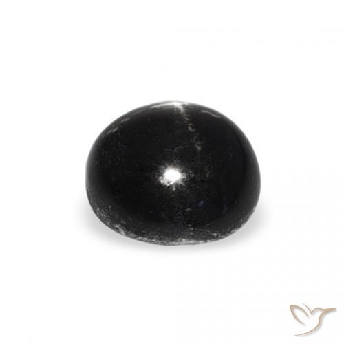 Diópsido Estrella Negro natural de 1.20 ct, Redondo, Opaco