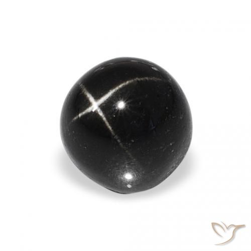 Diópsido Estrella Negro natural de 1.78 ct, Redondo, Opaco