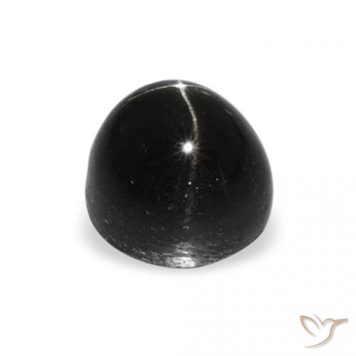 Diópsido Estrella Negro natural de 1.78 ct, Redondo, Opaco