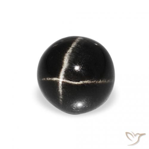 Diópsido Estrella Negro natural de 1.49 ct, Redondo, Opaco