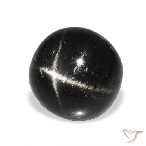 Diópsido Estrella Negro natural de 11.74 ct, Redondo, Opaco