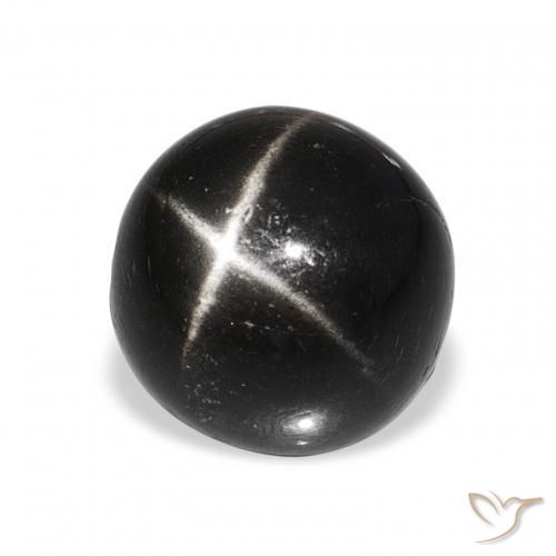 Diópsido Estrella Negro natural de 9.33 ct, Redondo, Opaco