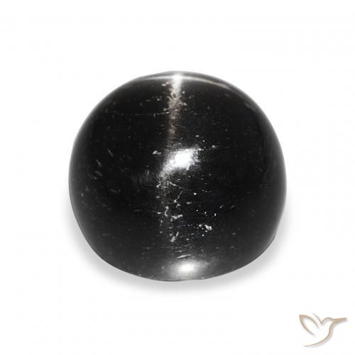 Diópsido Estrella Negro natural de 9.33 ct, Redondo, Opaco
