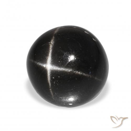 Diópsido Estrella Negro natural de 9.28 ct, Redondo, Opaco