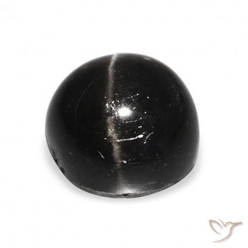 Diópsido Estrella Negro natural de 9.28 ct, Redondo, Opaco