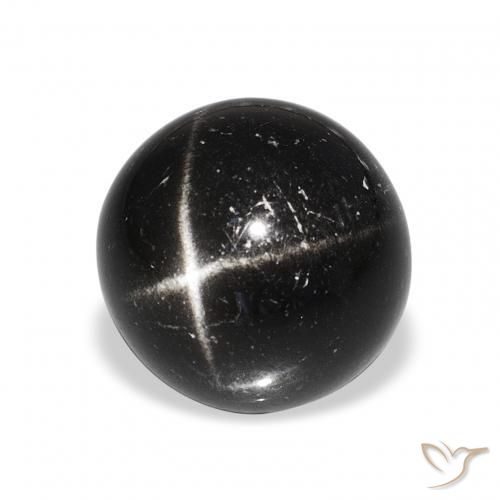 Diópsido Estrella Negro natural de 9.76 ct, Redondo, Opaco