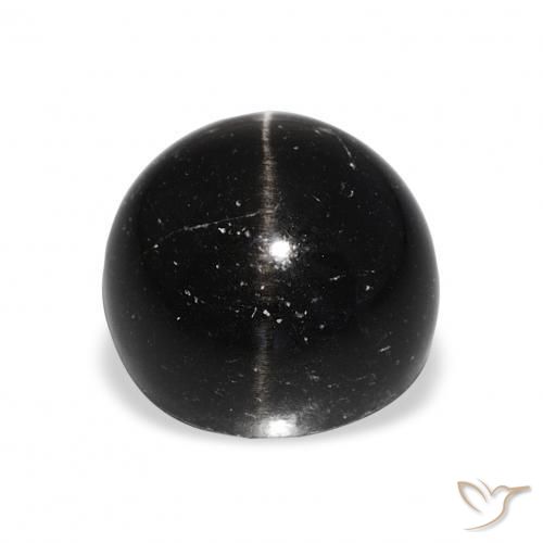 Diópsido Estrella Negro natural de 9.76 ct, Redondo, Opaco