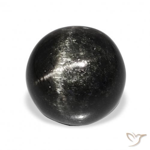 Diópsido Estrella Negro natural de 9.82 ct, Redondo, Opaco