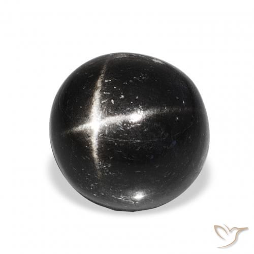 Diópsido Estrella Negro natural de 9.06 ct, Redondo, Opaco
