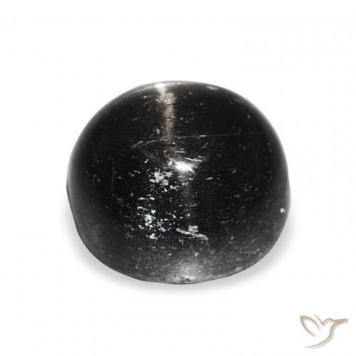 Diópsido Estrella Negro natural de 9.06 ct, Redondo, Opaco