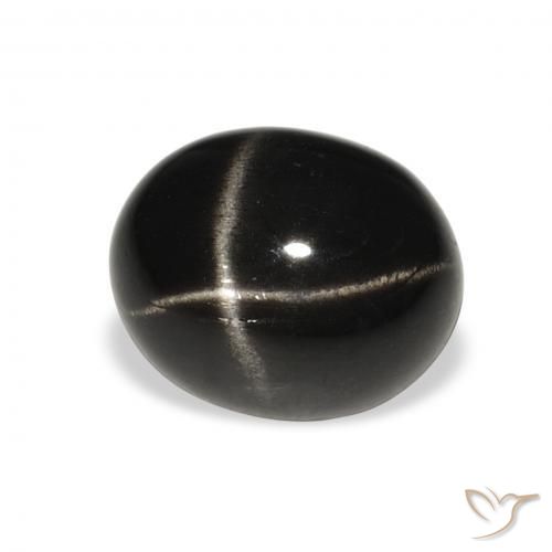 Diópsido Estrella Negro natural de 5.80 ct, Ovalada, Opaco