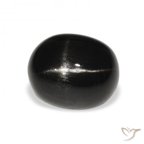 Diópsido Estrella Negro natural de 6.19 ct, Ovalada, Opaco
