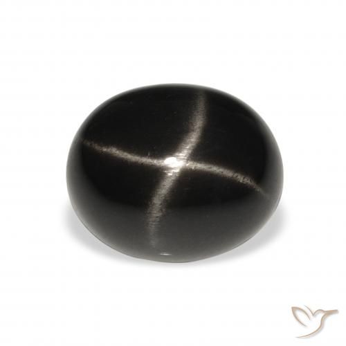 6.62ct Natural Negro Diópsido Estrella, Ovalada, Opaco