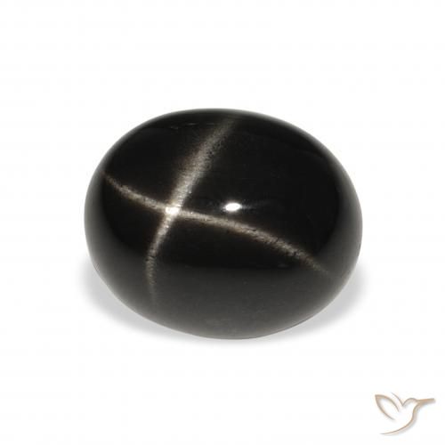 Diópsido Estrella Negro natural de 6.62 ct, Ovalada, Opaco