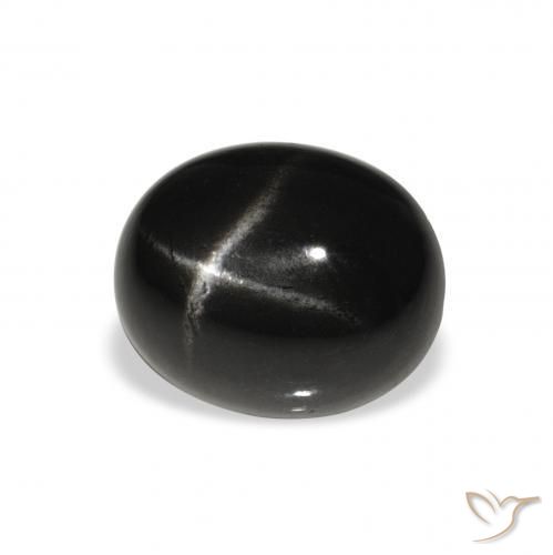 Diópsido Estrella Negro natural de 5.90 ct, Ovalada, Opaco