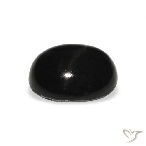 Diópsido Estrella Negro natural de 5.90 ct, Ovalada, Opaco