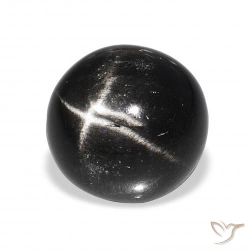 Diópsido Estrella Negro natural de 11.26 ct, Redondo, Opaco