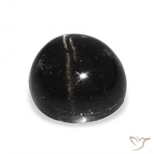 Diópsido Estrella Negro natural de 11.26 ct, Redondo, Opaco